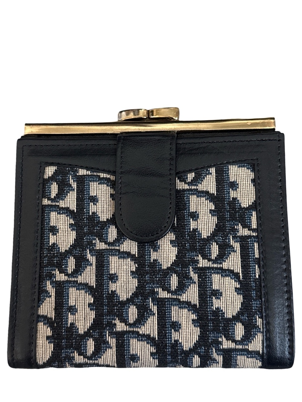 Dior Black Leather Card Holder with Gold Logo